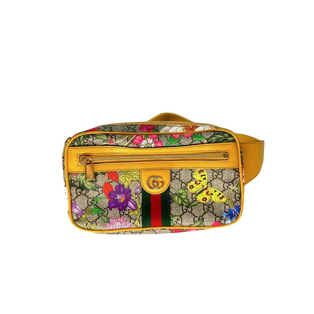 Gucci Ophidia GG Supreme Flora Belt Bag Multicolor Canvas Leather Women's OS